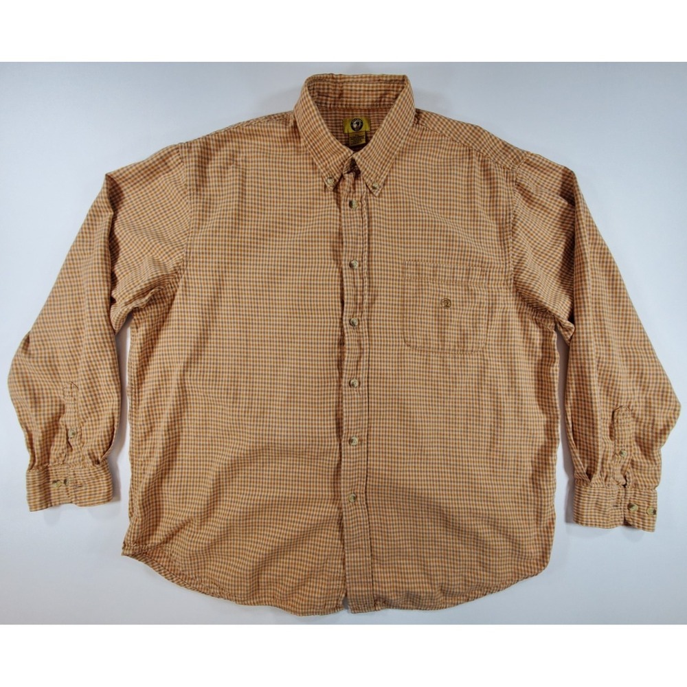 Duck Head Mens XL‎ Button Down Shirt Brown Tan Check Plaid Gingham Twill Cotton